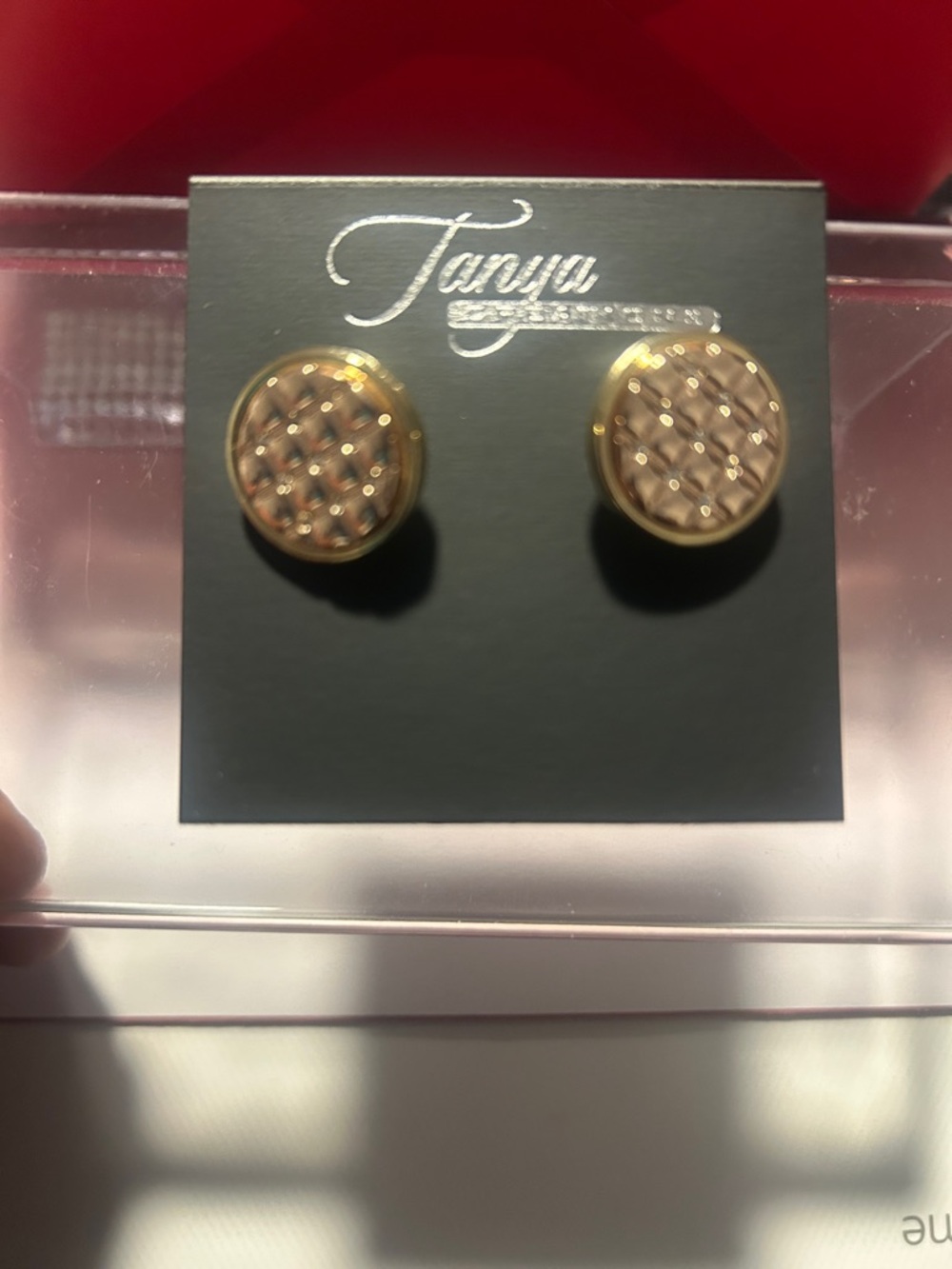 Gold Woven Disc Stud Earrings